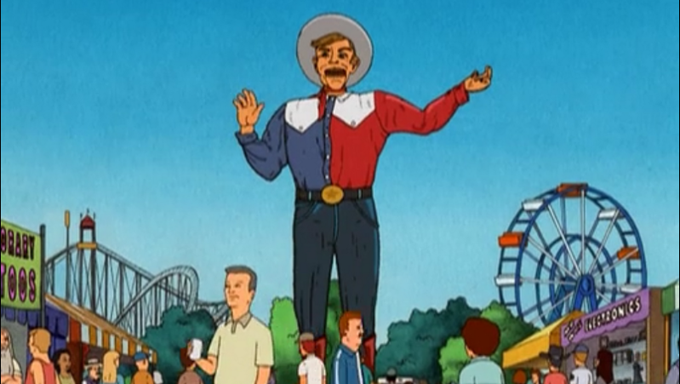 Big Tex in the background of a King of the Hill episode. 