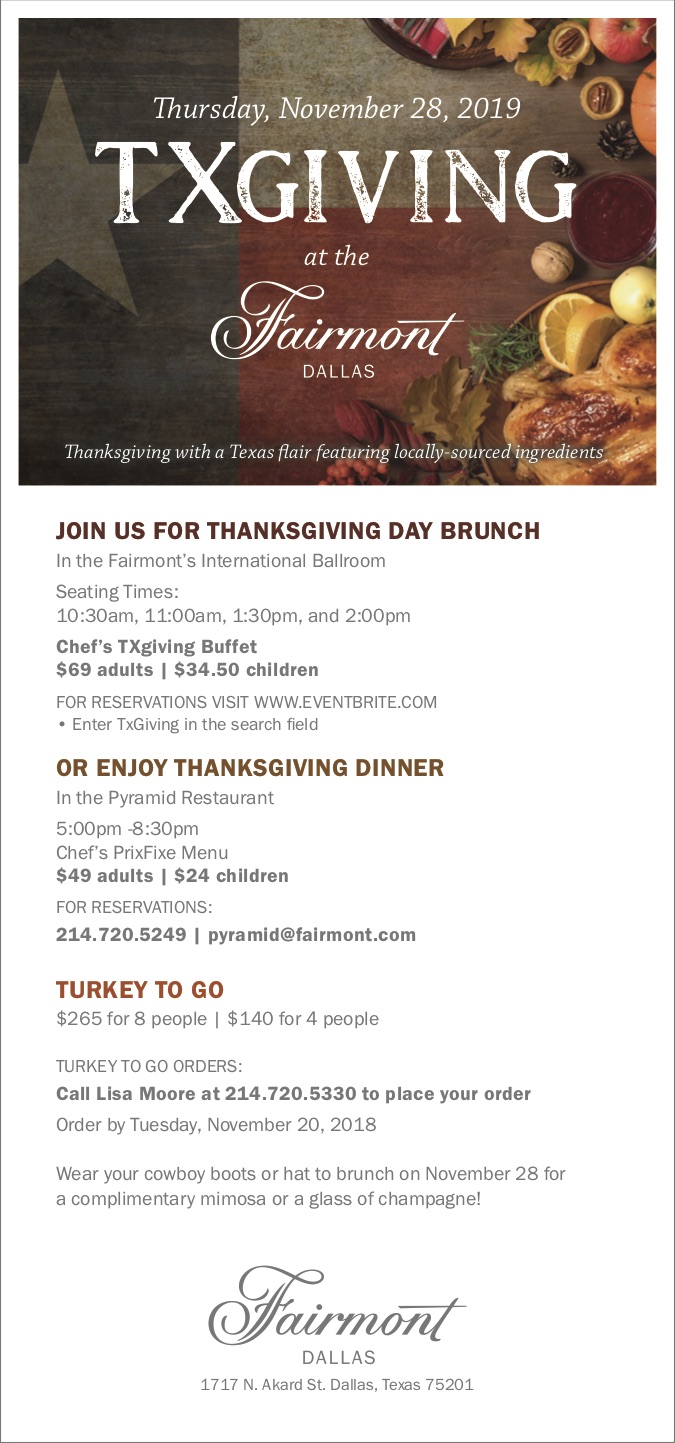 Celebrate Thanksgiving Texas Style At Fairmont Dallas With