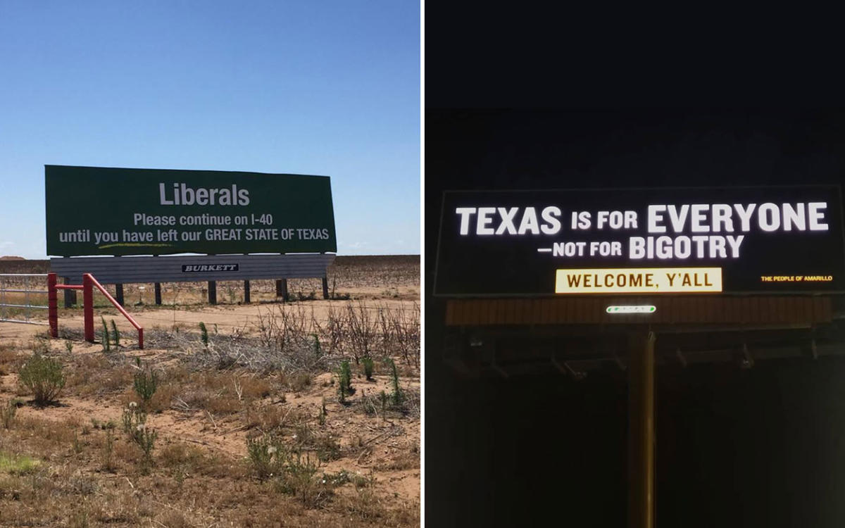 Billboard on a Texas highway tells Liberals to keep 